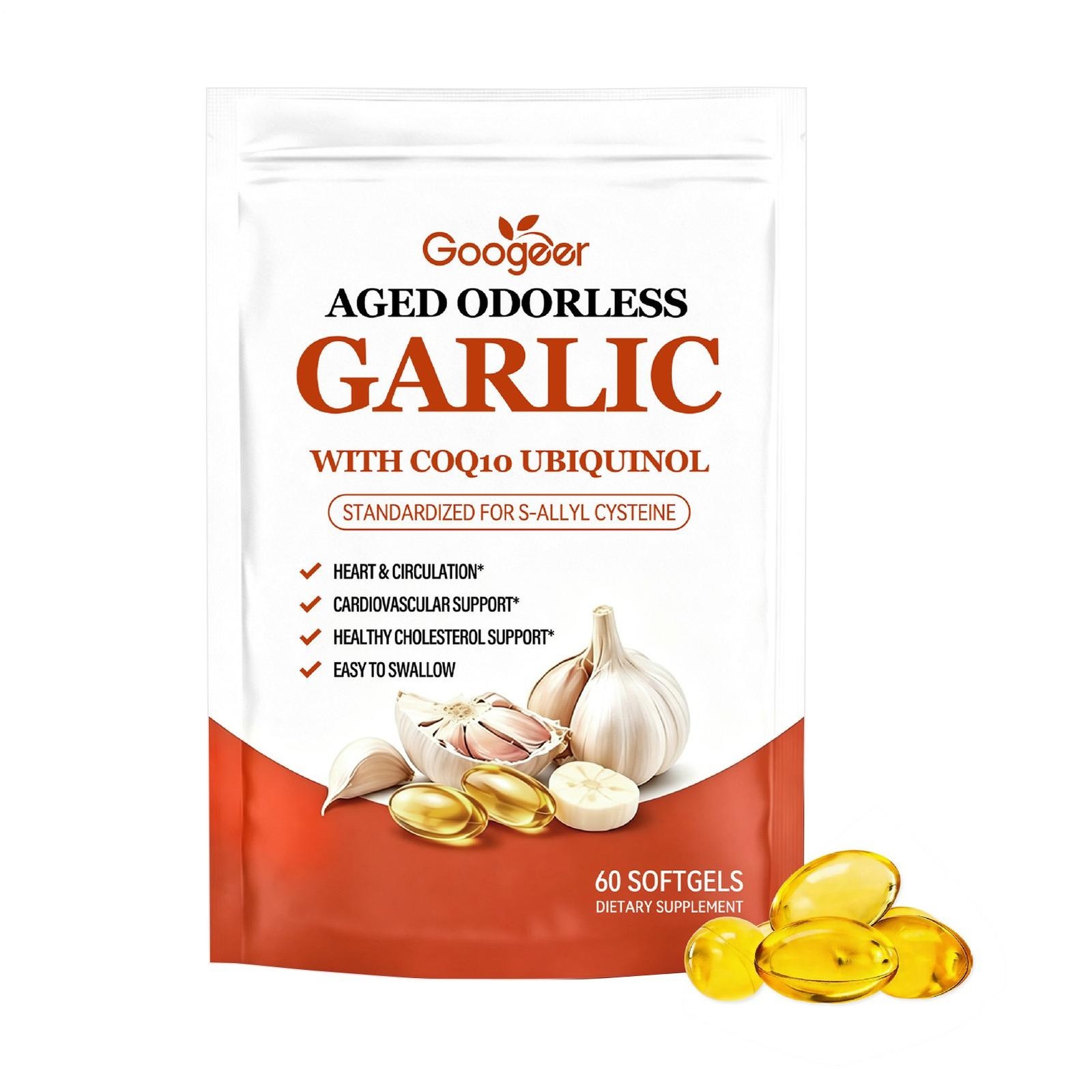 Odorless Aged-Resilia Garlic Extract 600mg Softgels (60 Count) including CoQ1*