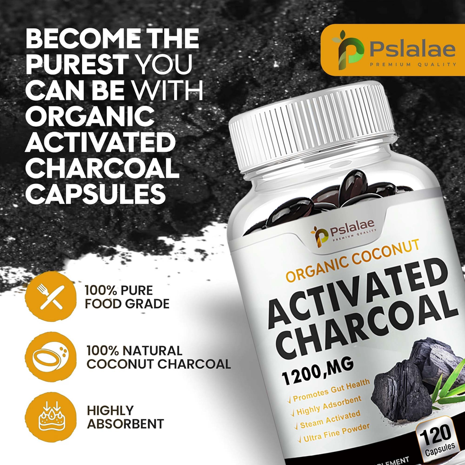 Activated Charcoal 1200mg – Highly Absorbent Detox Cleanse, Digestive Health