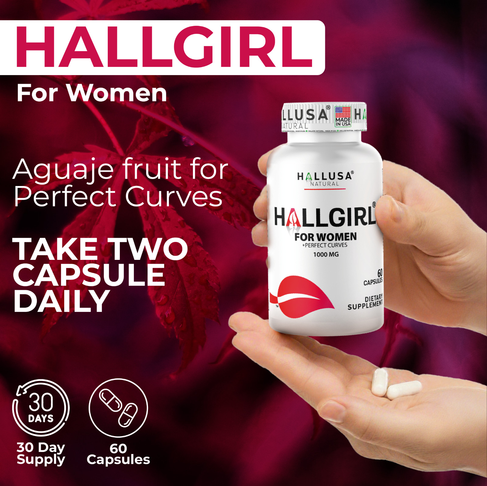 HALLADY 1000 mg – Aguaje Curves – Premium supplement for women 60 CAP