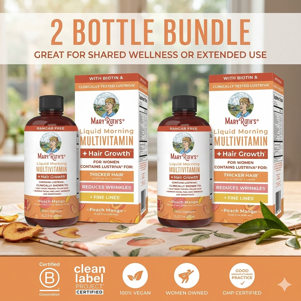 2X Mary Ruth’s Liquid Morning Multivitamin +Hair Growth 15oz Sealed Women Health