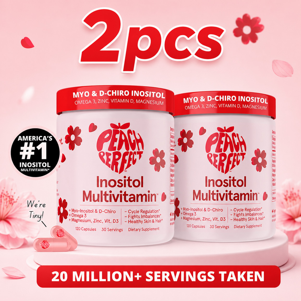 Peach Perfect Inositol Multivitamin Myo & D-Chiro 40:1 Blend with Omega-3