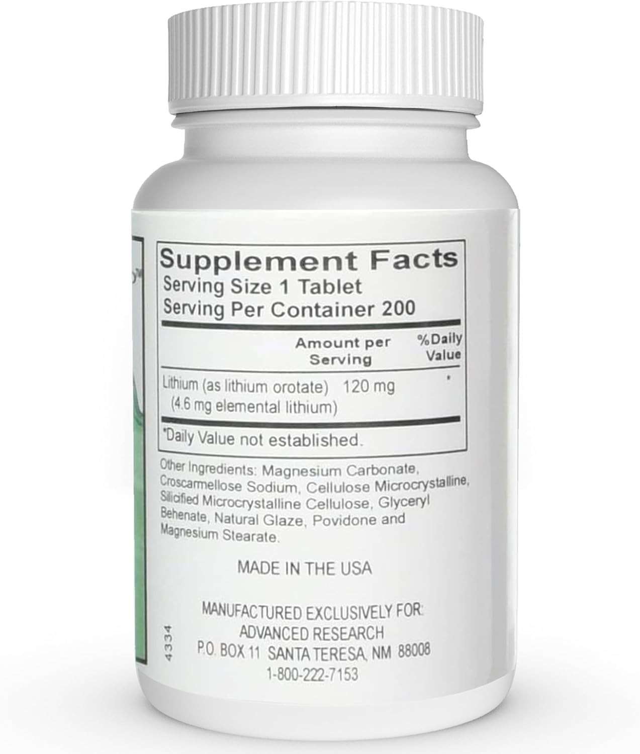 120 Mg Lithium Orotate – 200 Tablets for Enhanced Nutrient Absorption & Mood Sup