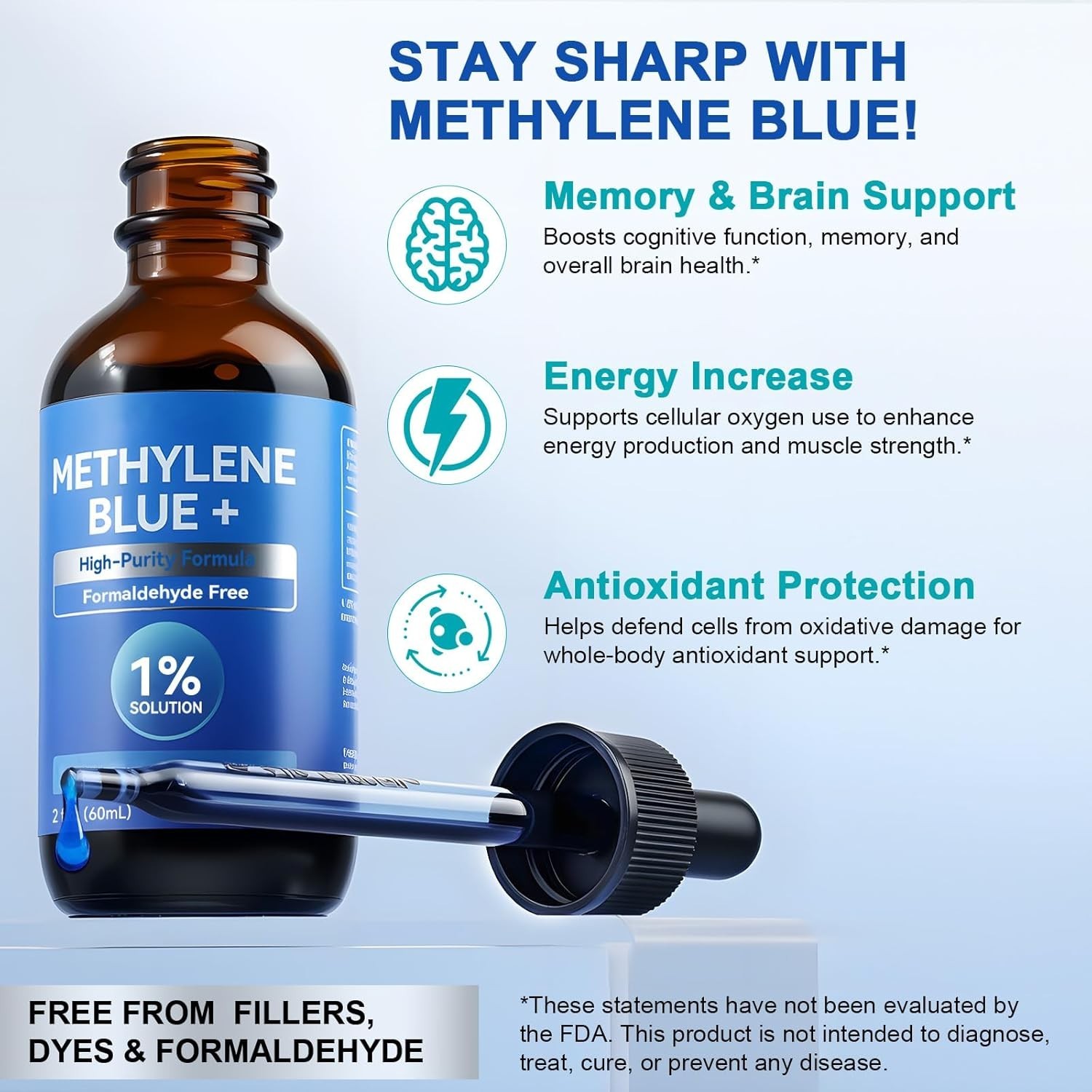 Blue Supplement – Pharmaceutical Grade, 2 FL OZ, 1% USP Grade, Liquid