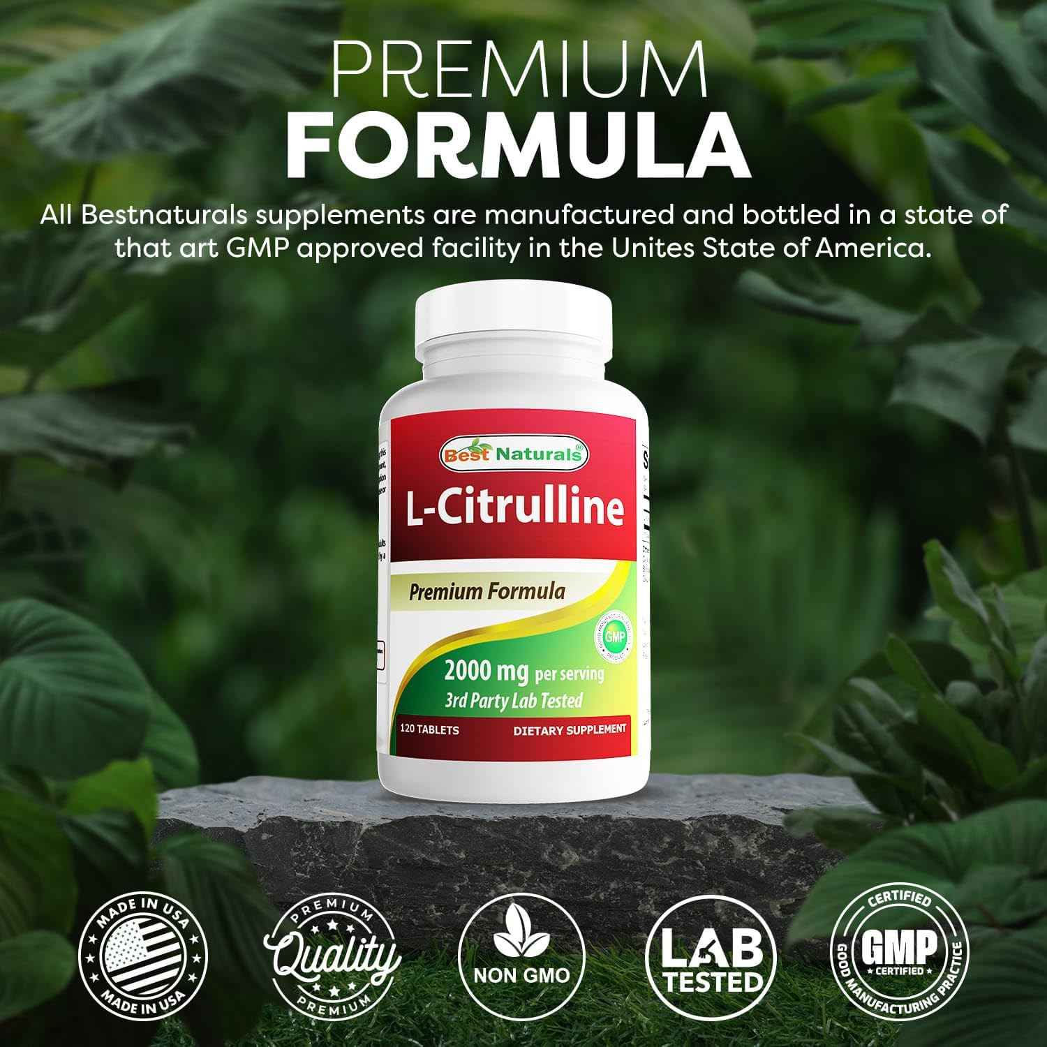 L-Citrulline 2000Mg/Serving – Non-Gmo – Gluten Free – 120 Tablets (120 Count (P