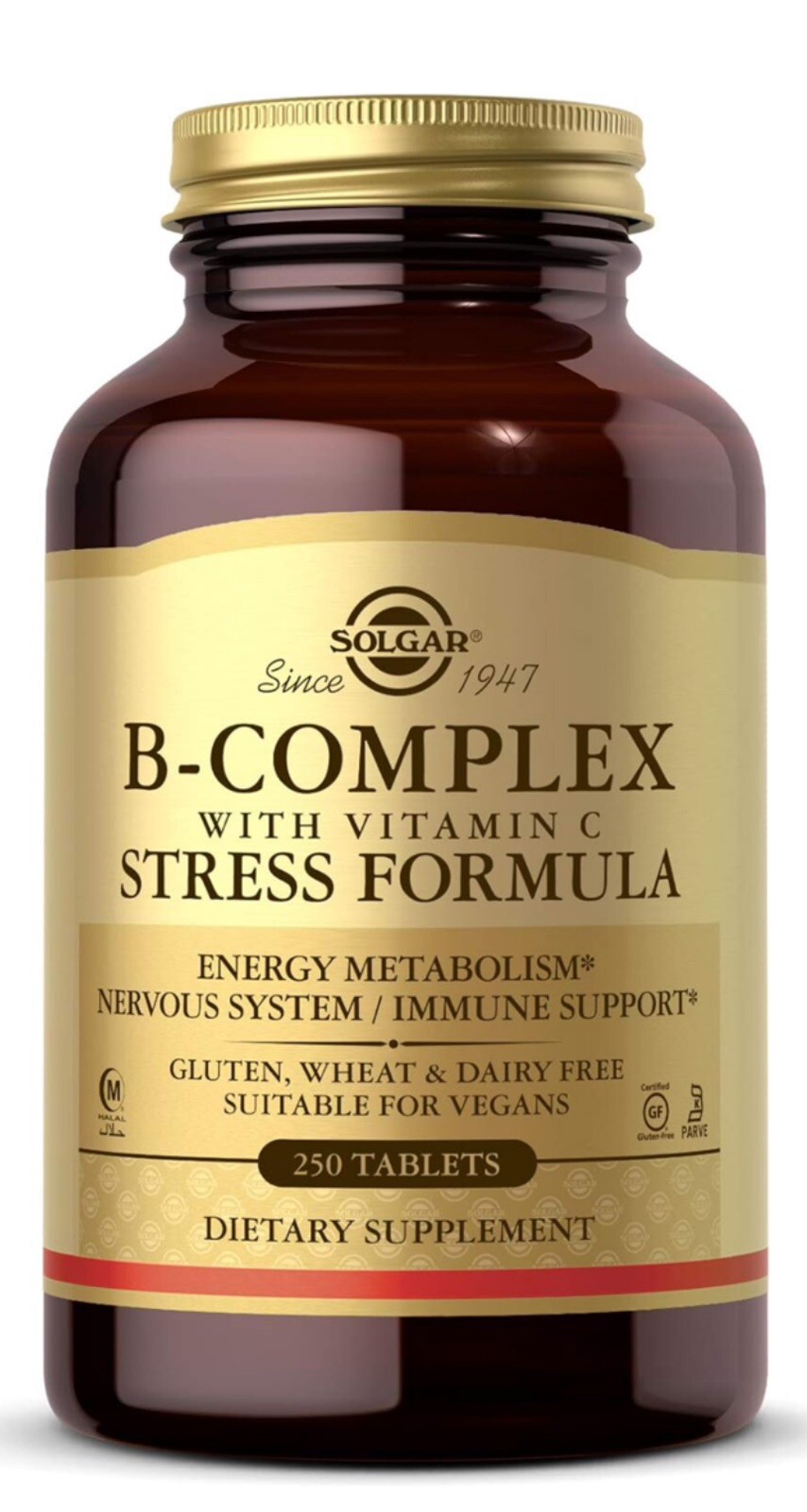 Solgar B-Complex with Vitamin C 250 Count (Pack of 1),Exp 09/2026