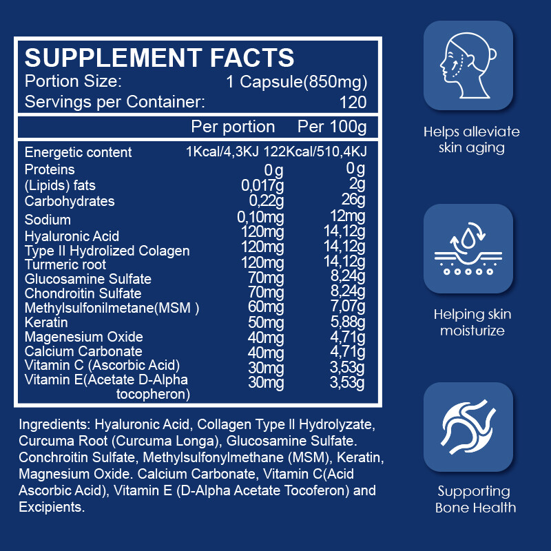 Umary Alternative Hyaluronic Acid & MSM | 120 Capsules | Non-GMO & Gluten Free
