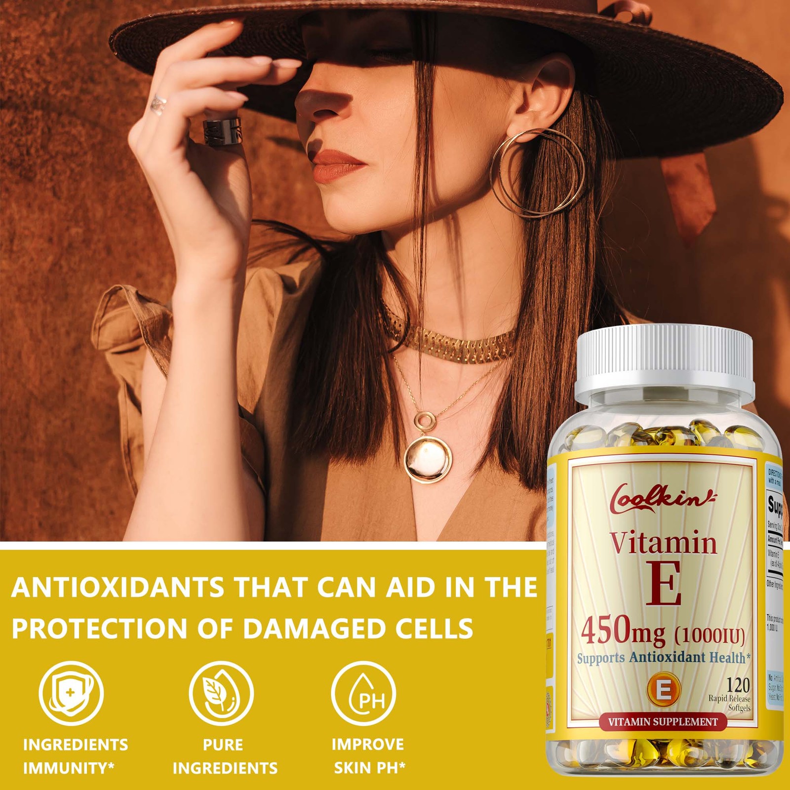 120pcs Vitamin E 1000 IU – Skin Health, Anti- Aging, Antioxidant, Eye Health