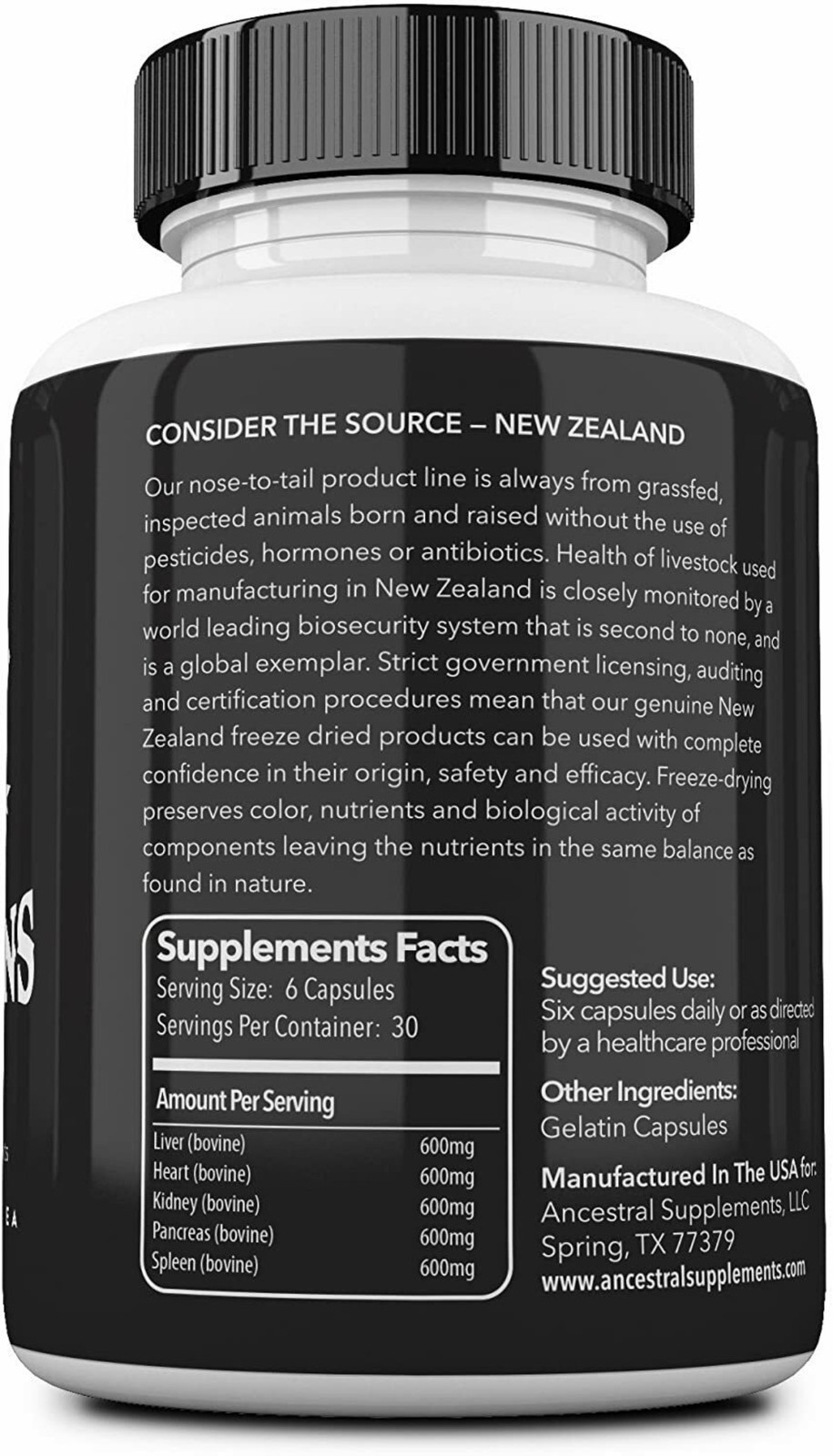 Ancestral Supplements Grass Fed Beef Organs | Boost Health & Vital Energy