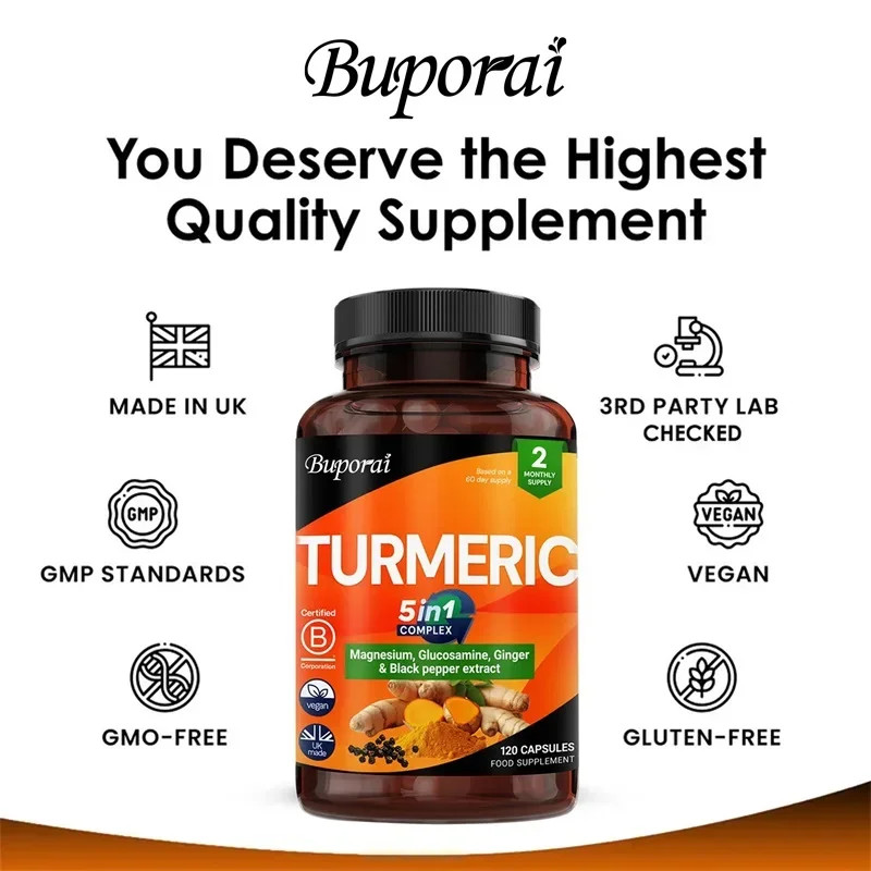 Turmeric 5-in-1 Complex 120pcs,Joint Mobility,Promote Bones and Digestive Health