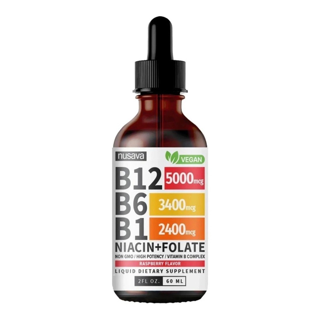 Vitamin B12 Liquid Drops B6 B1 Niacin Folate Methylated Formula