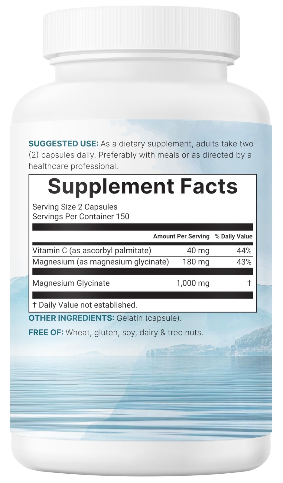 Pure Magnesium Glycinate 1,000mg, 300 Capsules | 100% 300 Count (Pack of 1)