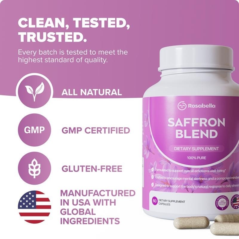 3 Pack Saffron Supplement 88mg Mood Support Mental Clarity Eye Health Vegan