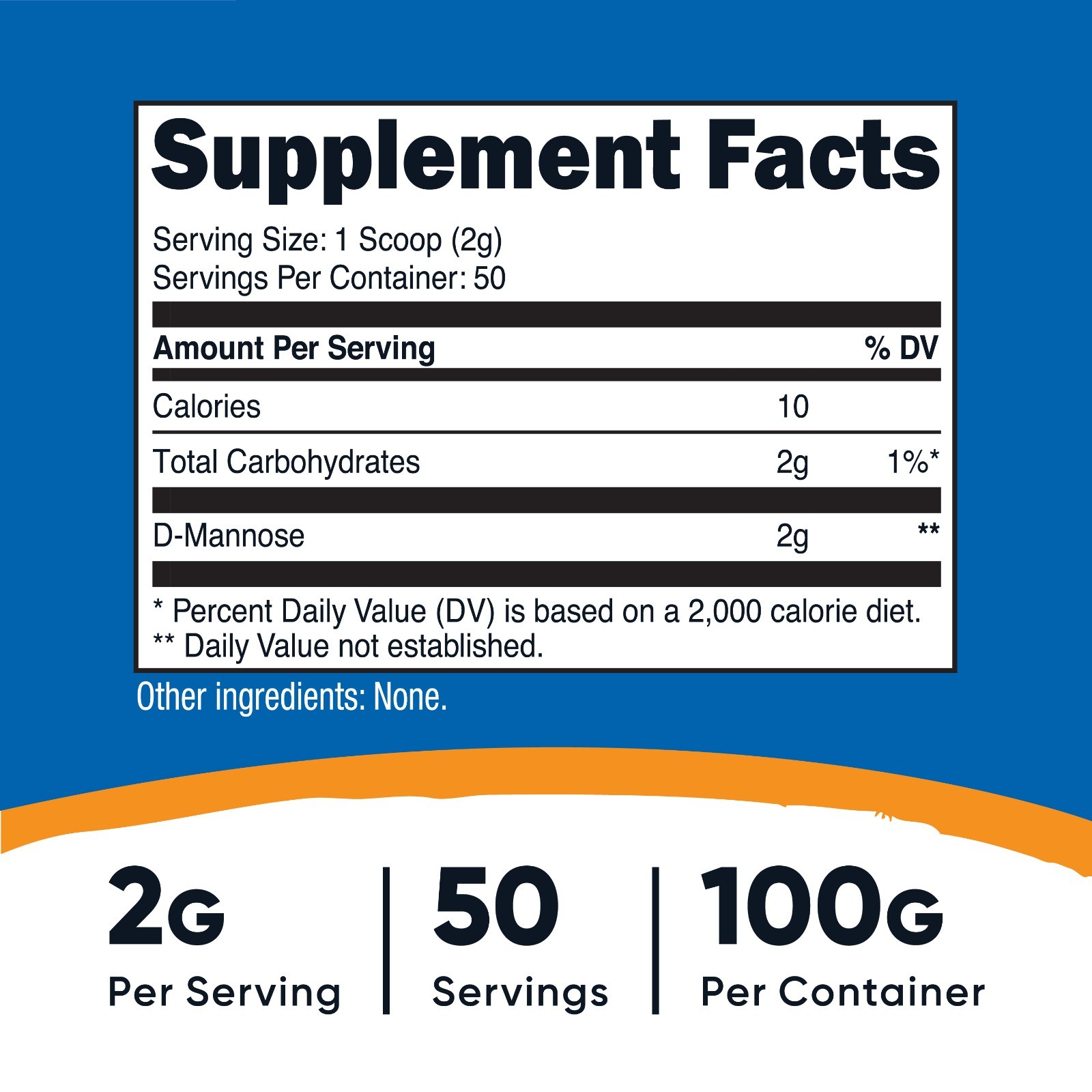 Nutricost D-Mannose Powder 100 GMS, 2g Serving Non-GMO, Gluten Free