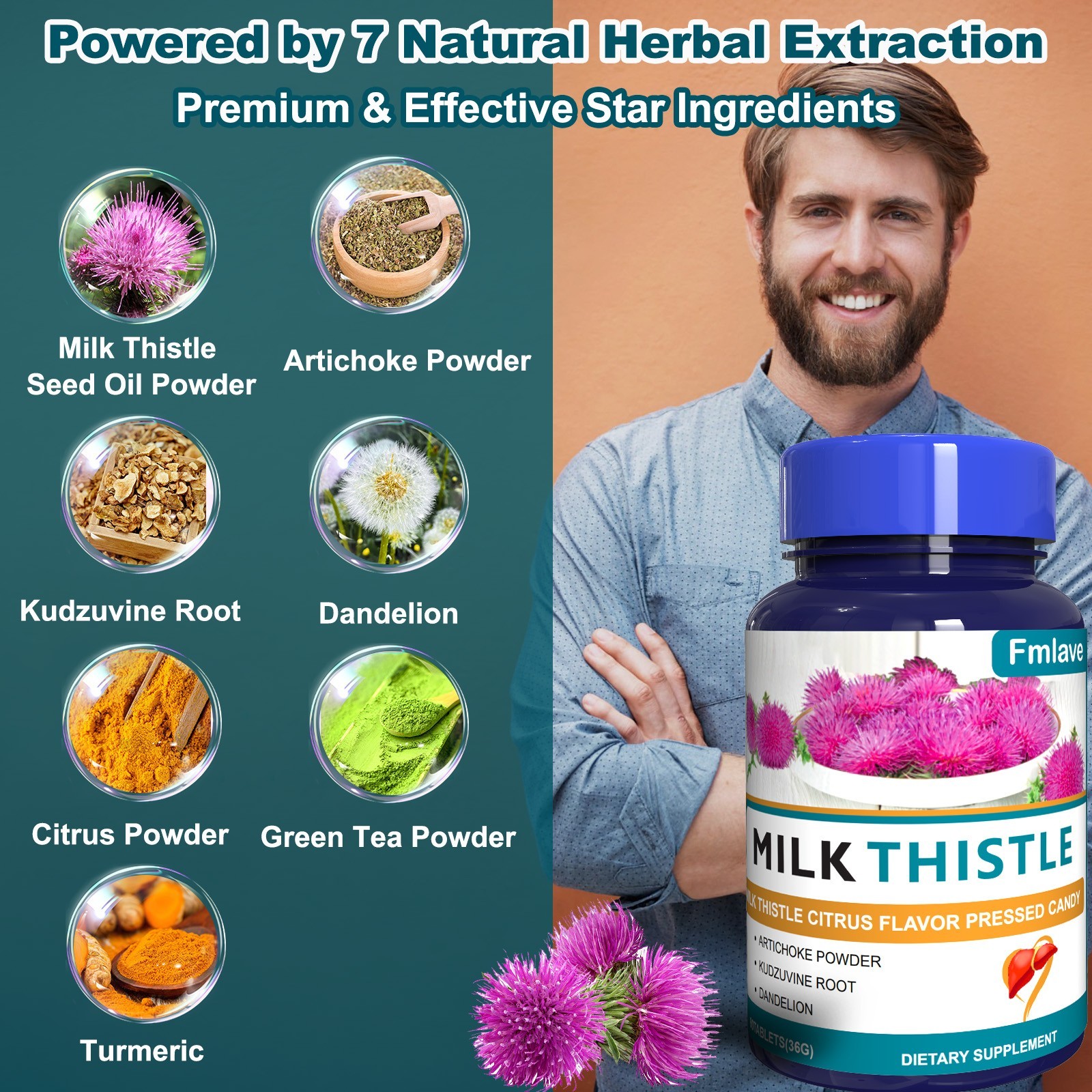 3pc Liver Cleanse Detox Repair Formula w/Turmeric, Milk Thistle, Dandelion 180ct