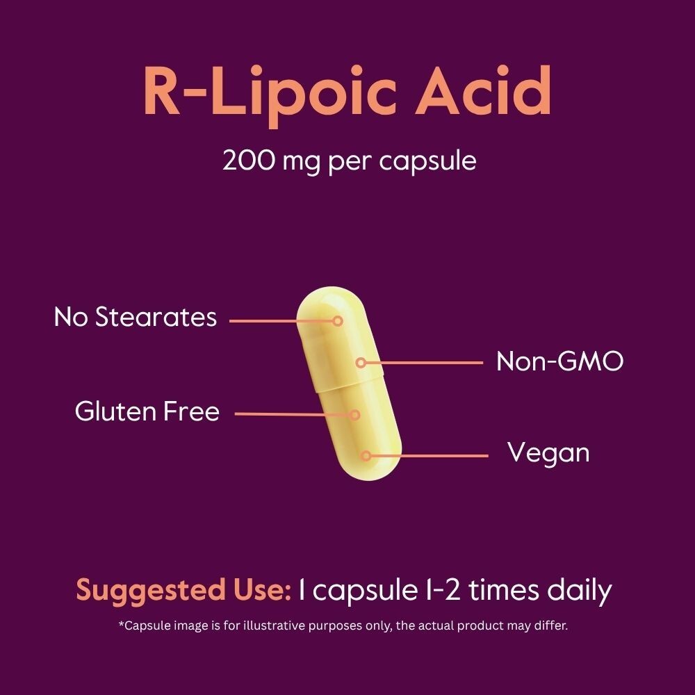 R-Lipoic Acid 200mg Stabilized with BioEnhanced NA-RALA (60 Vegetarian Capsules)