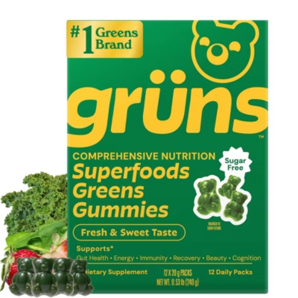 Gruns Adult Sugar Free Superfoods Greens Gummies – 240g/12 Servings