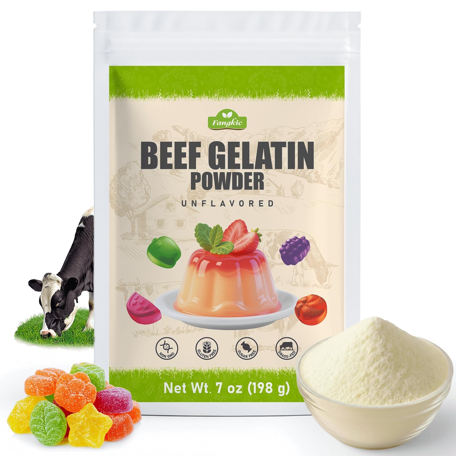 Unflavored Beef Gelatin Powder, 7 oz – Gluten Free Thickening Agent for Gummies