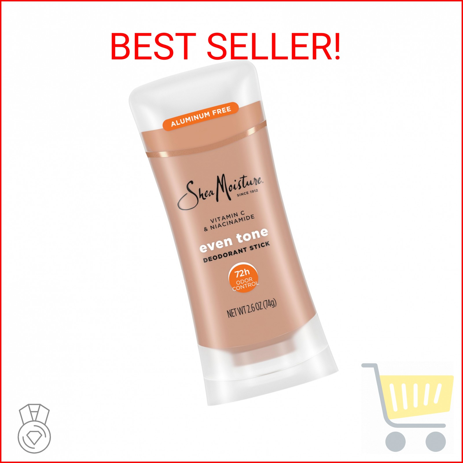 SheaMoisture Deodorant Stick for 72h Odor Control Fresh Aluminum Free 2.6 oz