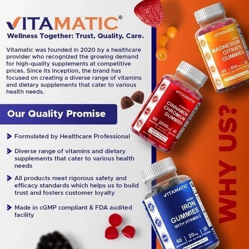 NEW Vitamatic Sugar Free Moringa Gummies 10000mg 60 Pectin Based Gummies