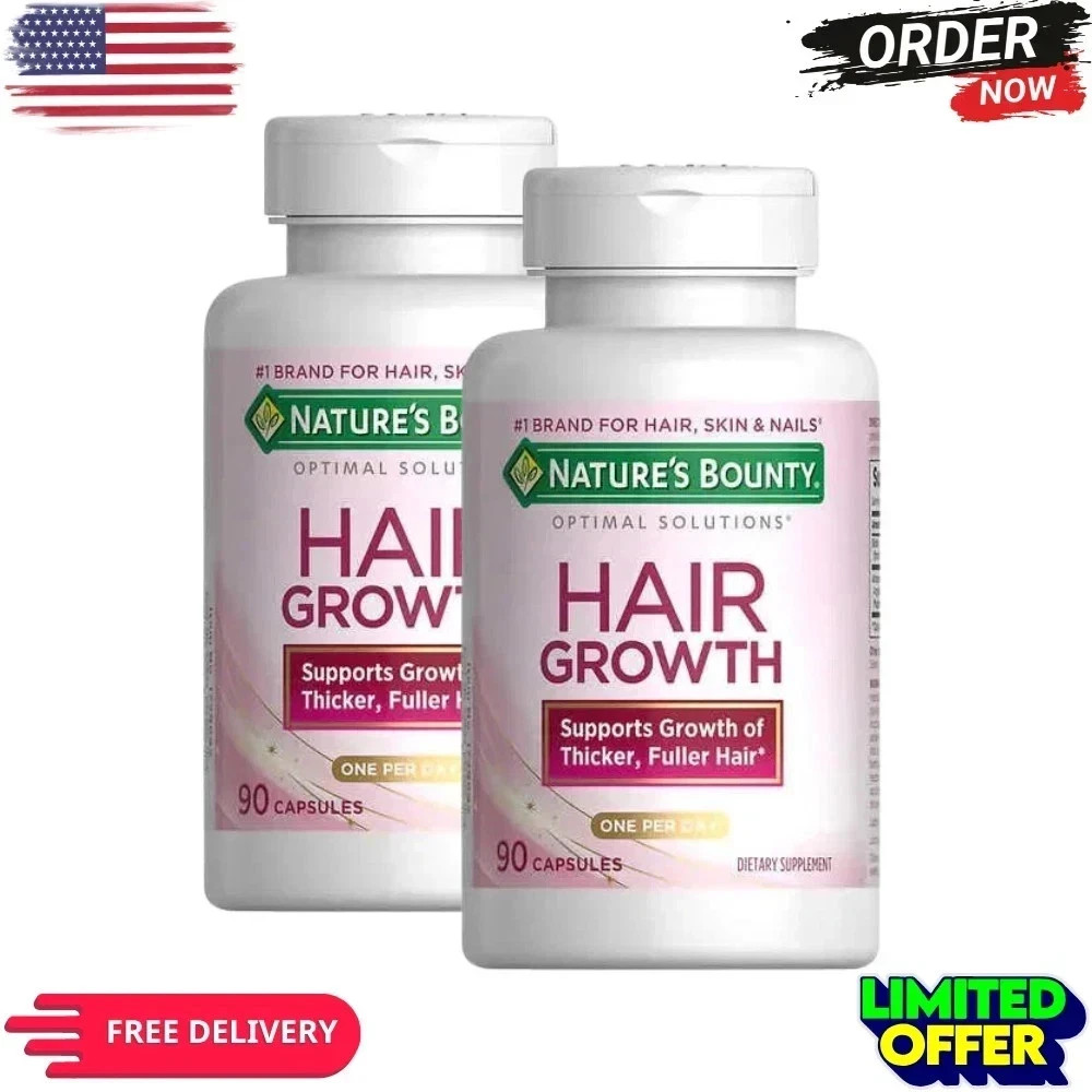 Nature’s Bounty Hair Growth 90 Caps 1 Daily Supports Strong Healthy-Pack of 2