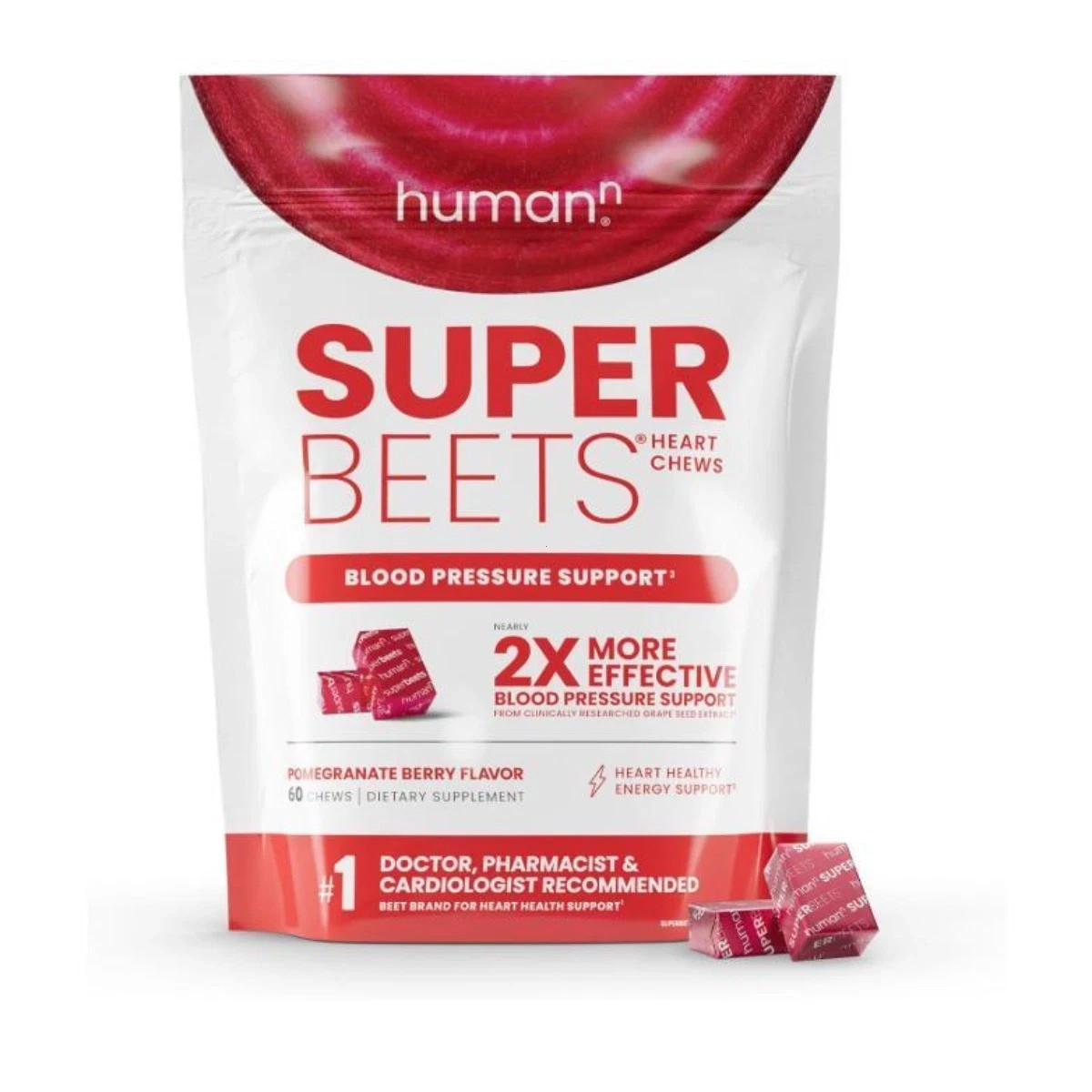 SuperBeets Heart Chews – 2-Pack, Beet, Grape, Antioxidant