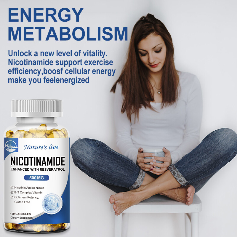 500MG Nicotinamide Vitamin B3 Supplement, 120 Capsules, Anti-aging Skin Health