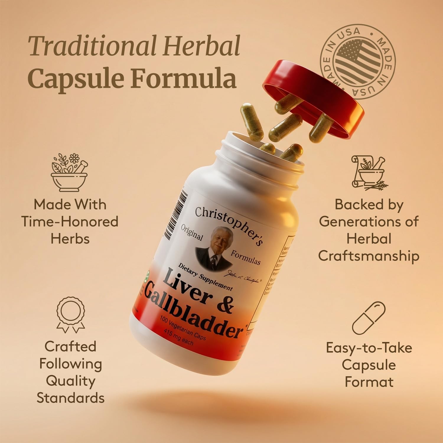 Christopher’s Original Formulas Liver & Gallbladder 100 Count (Pack of 1), 1