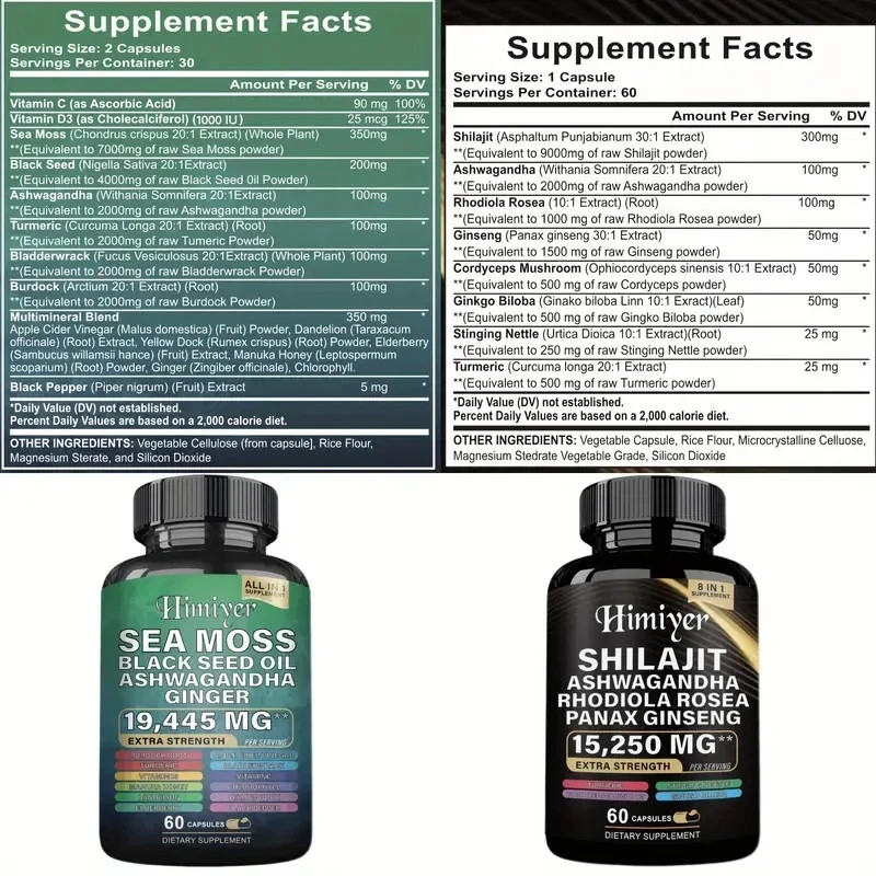Dynamic Vitality Bundle – Sea Moss Multivitamin & Shilajit Power Combo 240 Ct