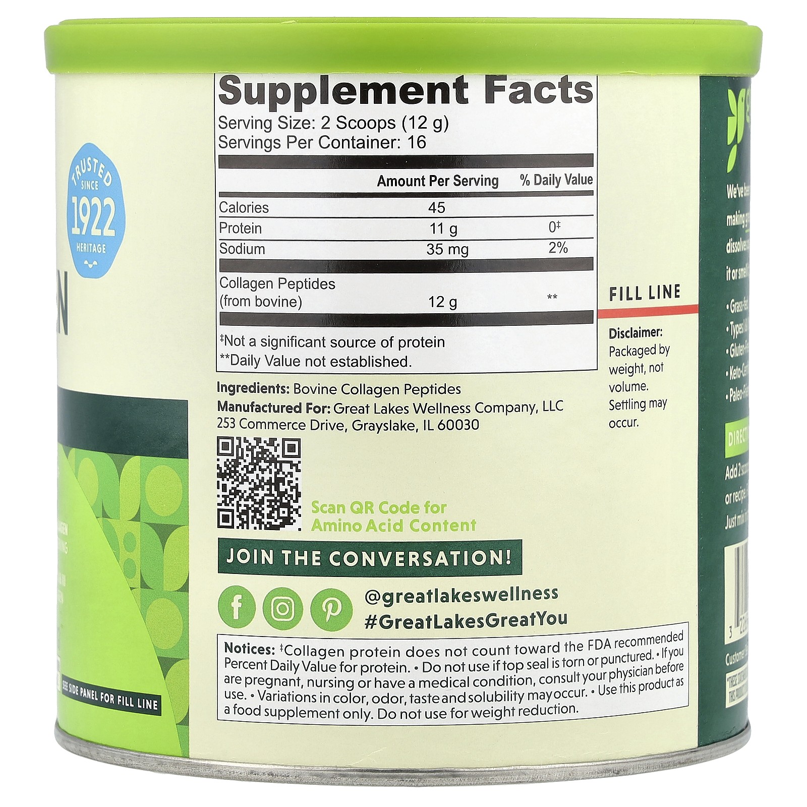 Quick Dissolve Collagen Peptides, Daily Wellness, Unflavored, 7 oz (198 g)