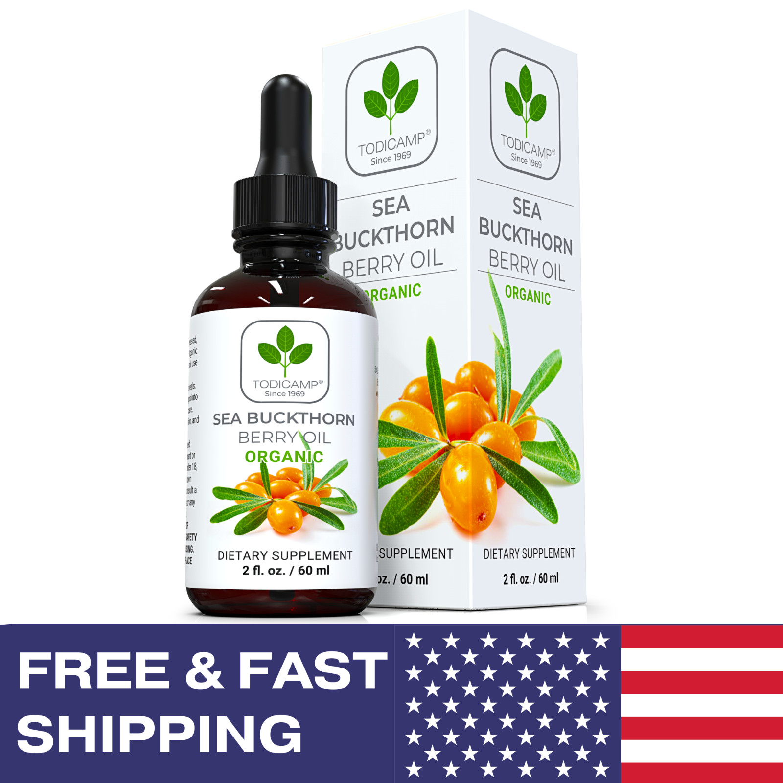 Organic Sea Buckthorn Oil – 2 fl oz SeaBuckthorn Berry Oil Omega Supplement