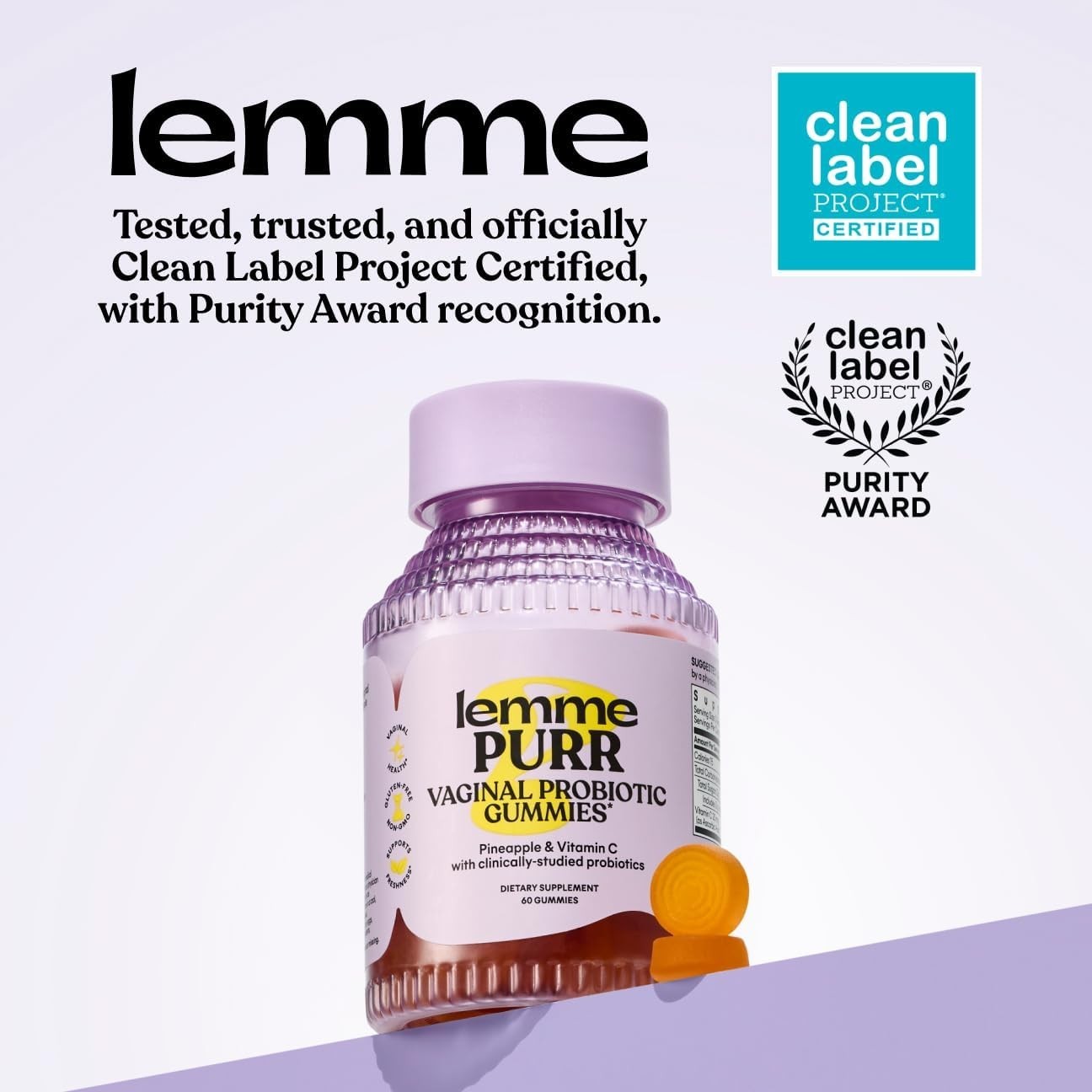 Lemme Purr Vaginal Probiotic Gummies – 2-Pack (120 Gummies Total)