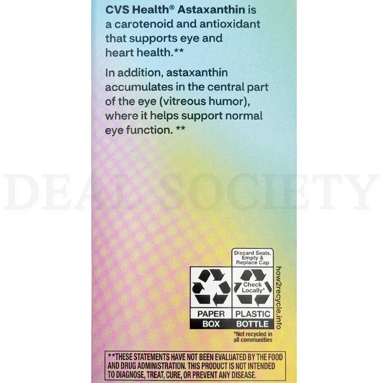CVS Health Easy To Swallow Astaxanthin 4mg 30 Count Each Lot of 3