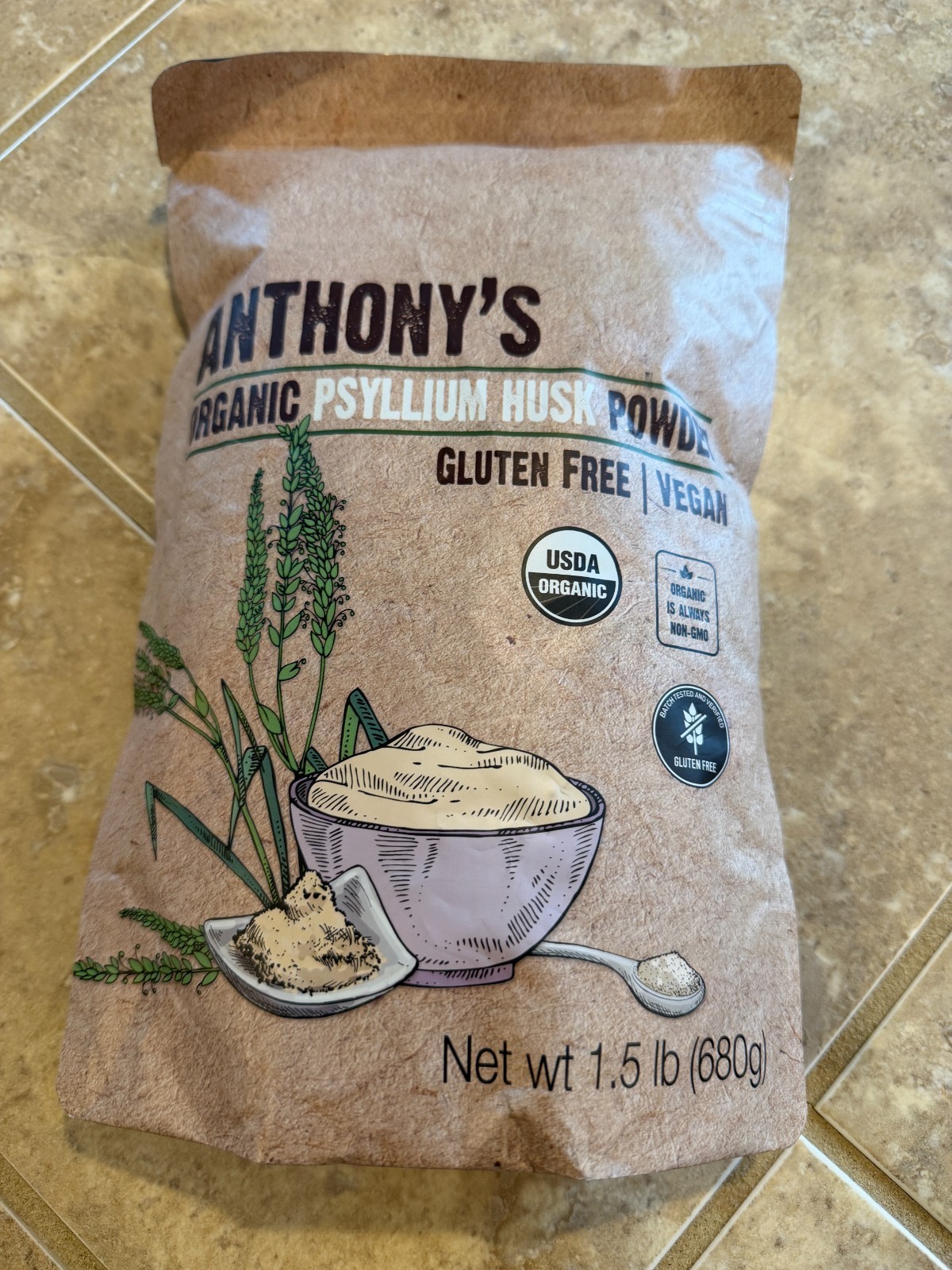 Anthony’s Organic Psyllium Husk Powder, 1.5 lb, Gluten Free, Non GMO, Vegan