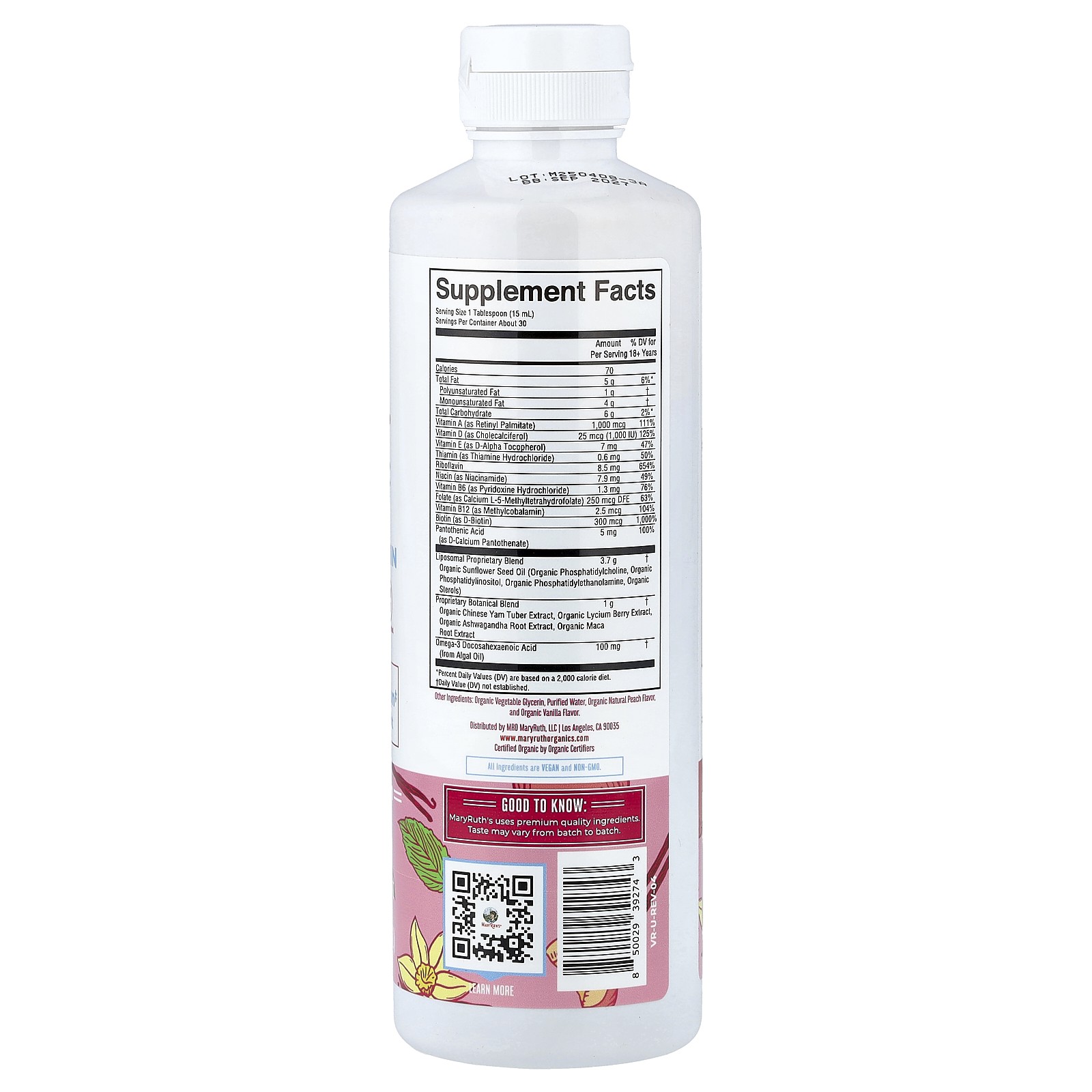Women’s Multivitamin Liposomal, Vanilla Peach , 15.22 fl oz (450 ml)