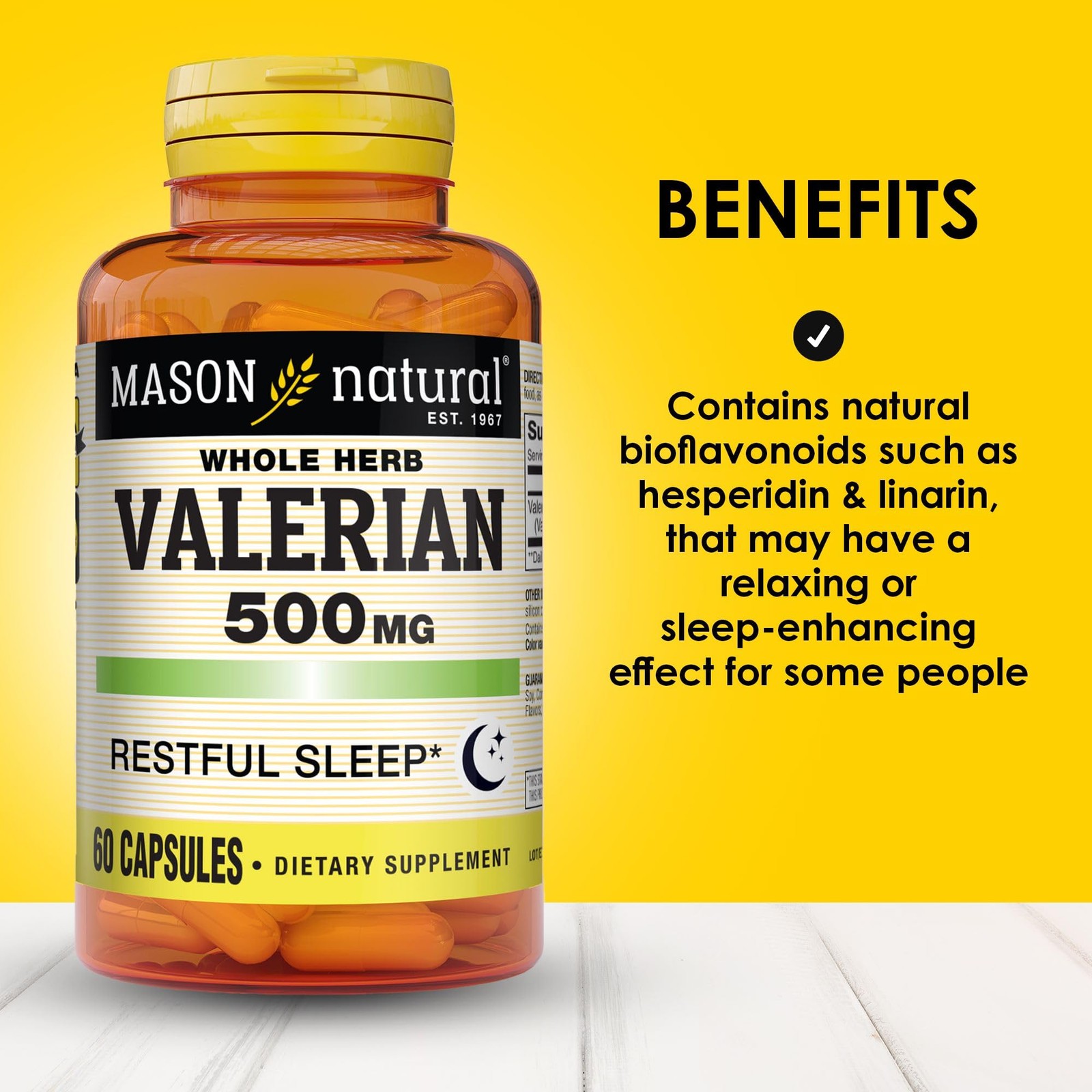 MASON NATURAL Valerian Root 500 mg, 6 Month 60 Count (Pack of 3), Light Brown