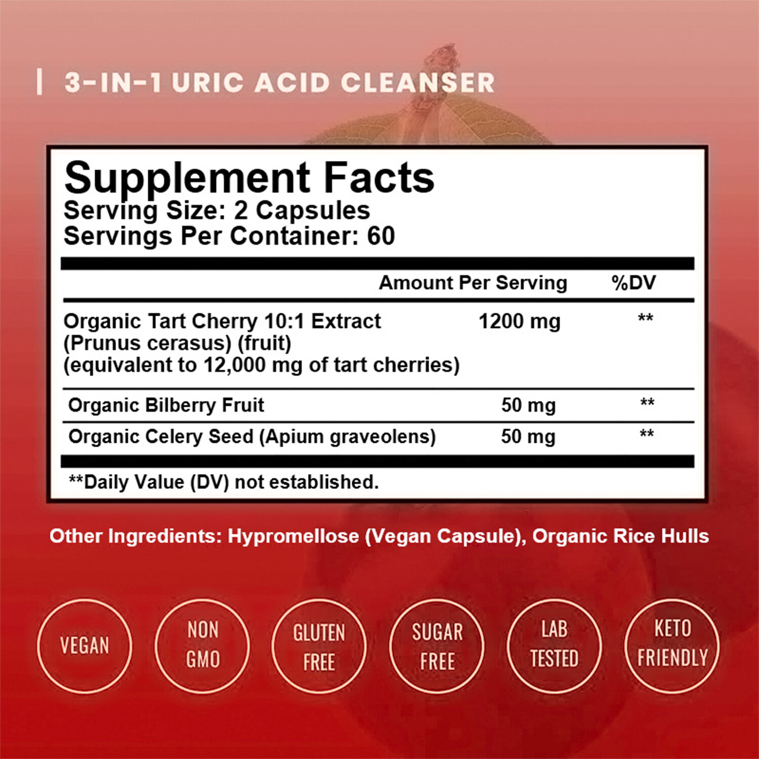 Tart Cherry Bilberry & Celery Seed – Uric Acid Cleanse, Kidney & Joint Health,