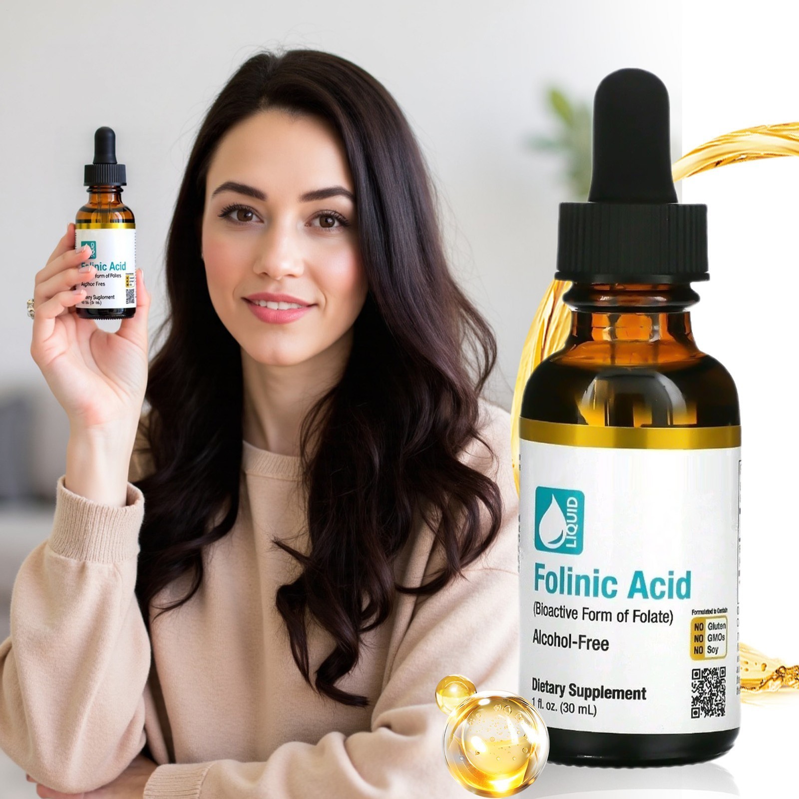 Acid Leucovorin California Gold Nutrition Alcohol Free 30ml,Speech Delay-Folinic