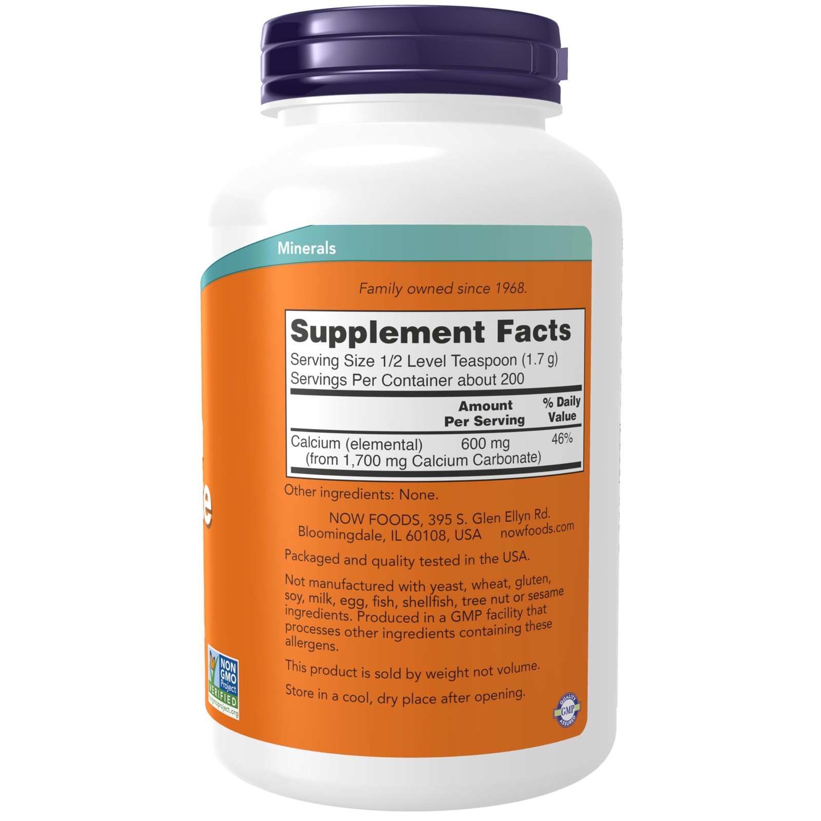 NOW Calcium Carbonate 12 Ounce Powder Pure Mineral Supplement for Bone Health