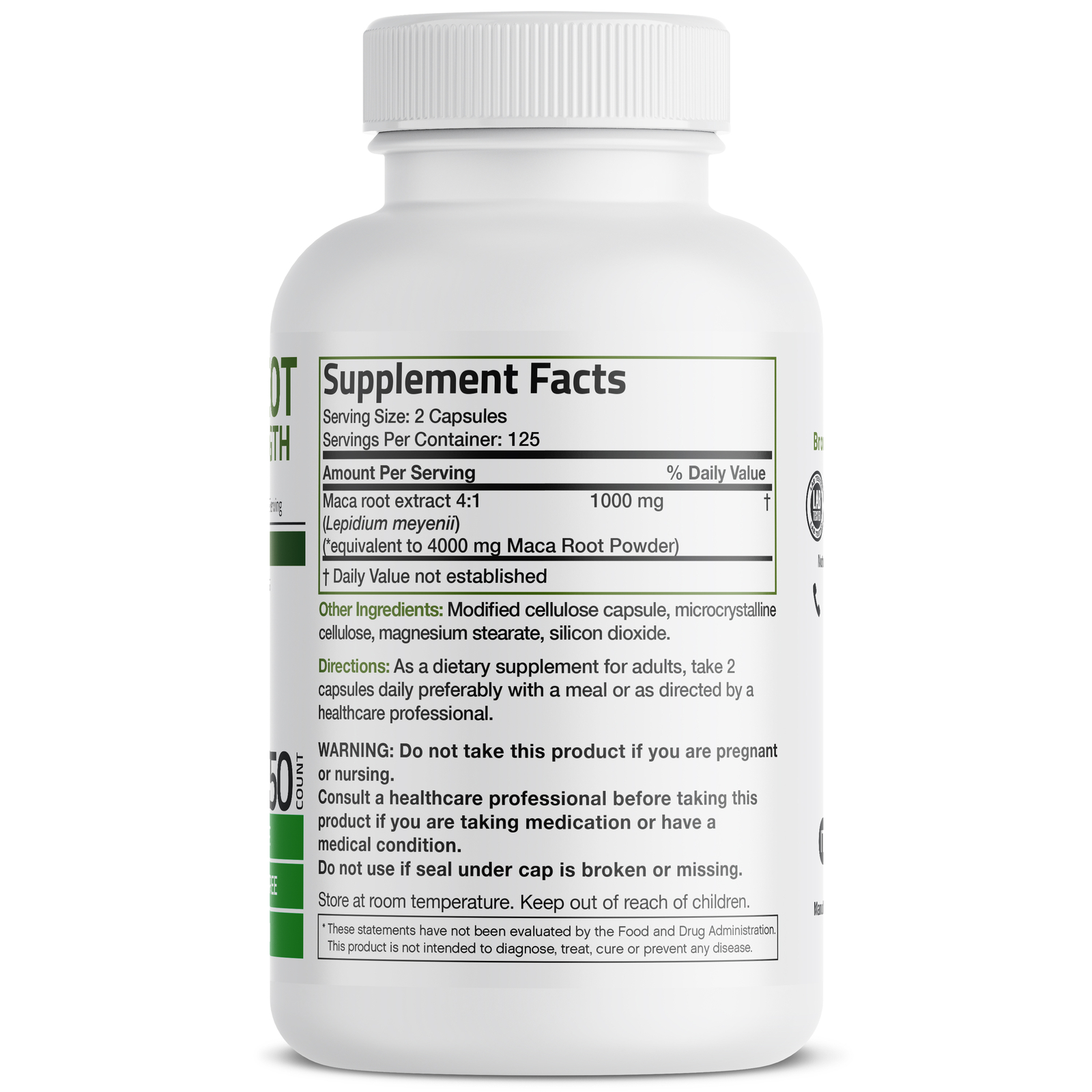 Bronson Maca Root Extra Lepidium Meyenii, Non-GMO 250 Vegetarian Capsules