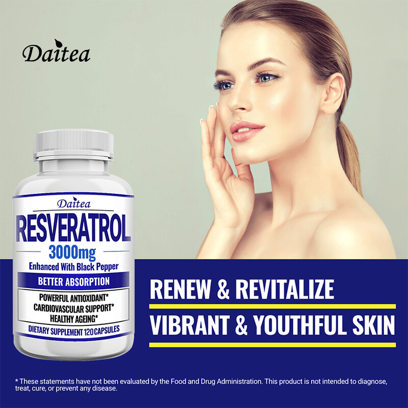 Resveratrol Capsules 3000mg Anti-Aging Antioxidants, Radiant Skin 30/60/120ct