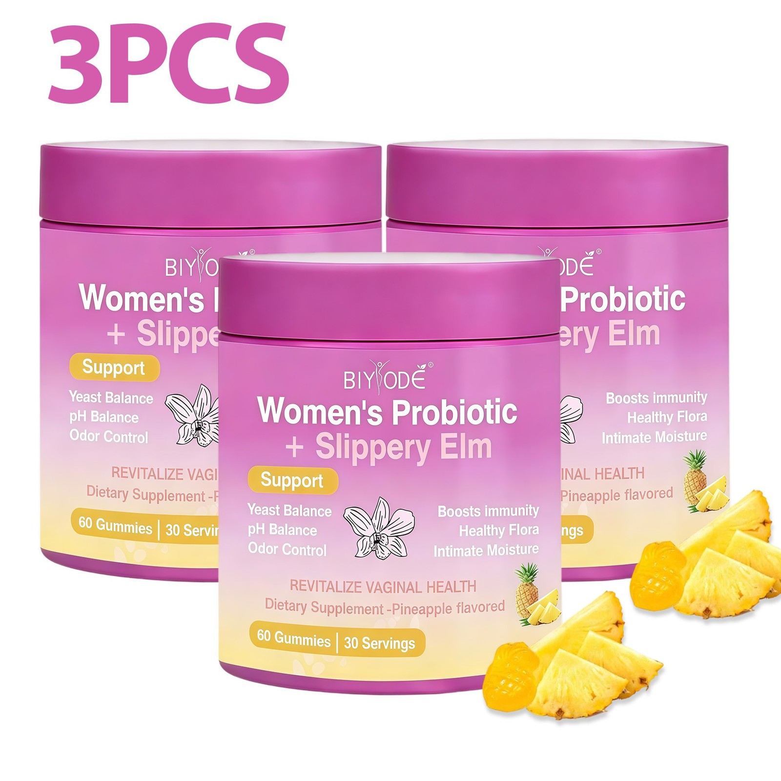 1-5PCS Feminine Probiotics Gummies Slippery Elm & Counts Women 60 Prebiotics