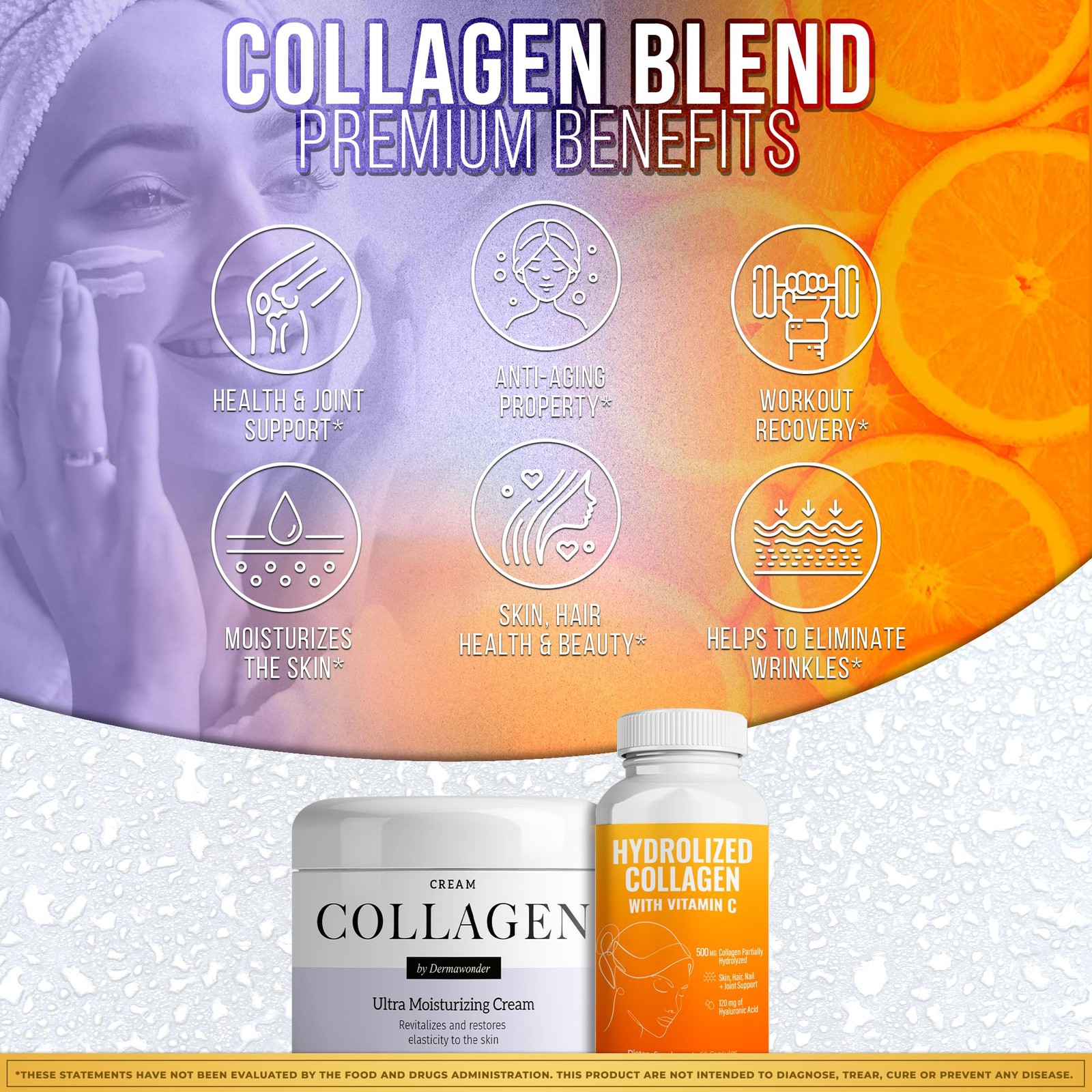 AURA VITAMINS Ultra Collagen Pack | Hydrolyzed Collagen with Vitamin C 500mg 60C