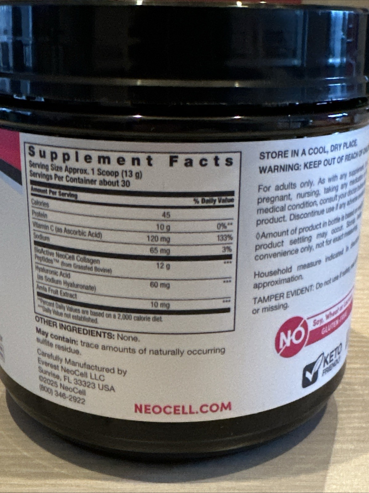 NEOCELL Super Collagen Plus Unflavored Powder 13.7oz 30 Servings Hyaluronic Acid
