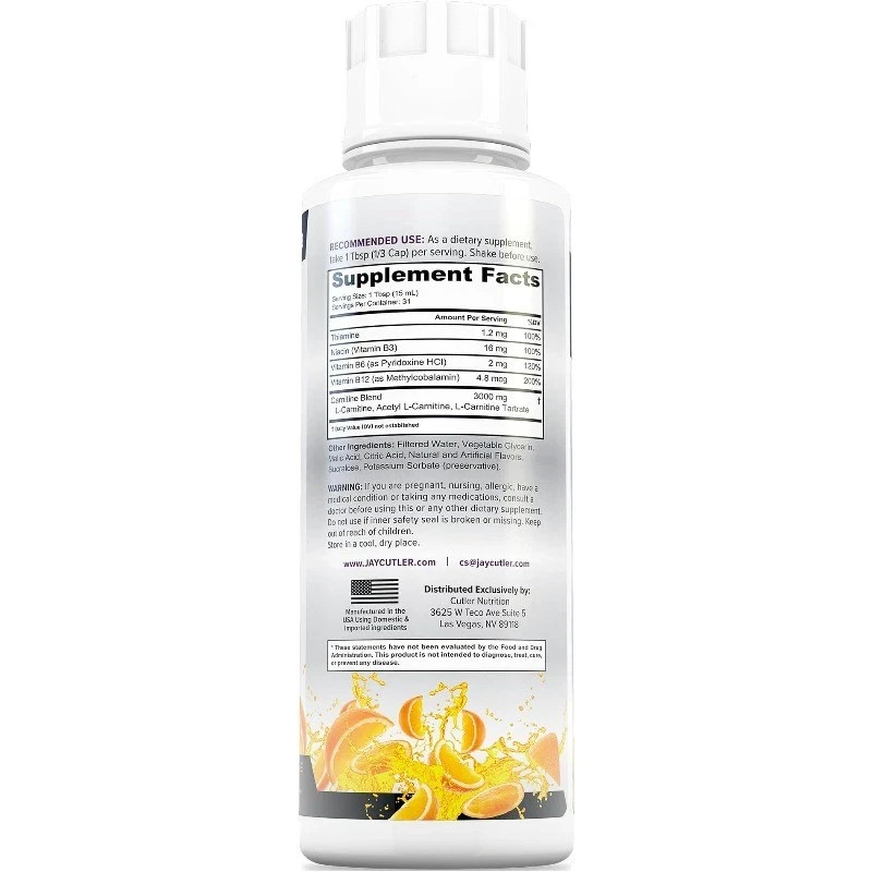 Cutler Nutrition Liquid Carnitine 3000 for Energy and Recovery Support Dietary