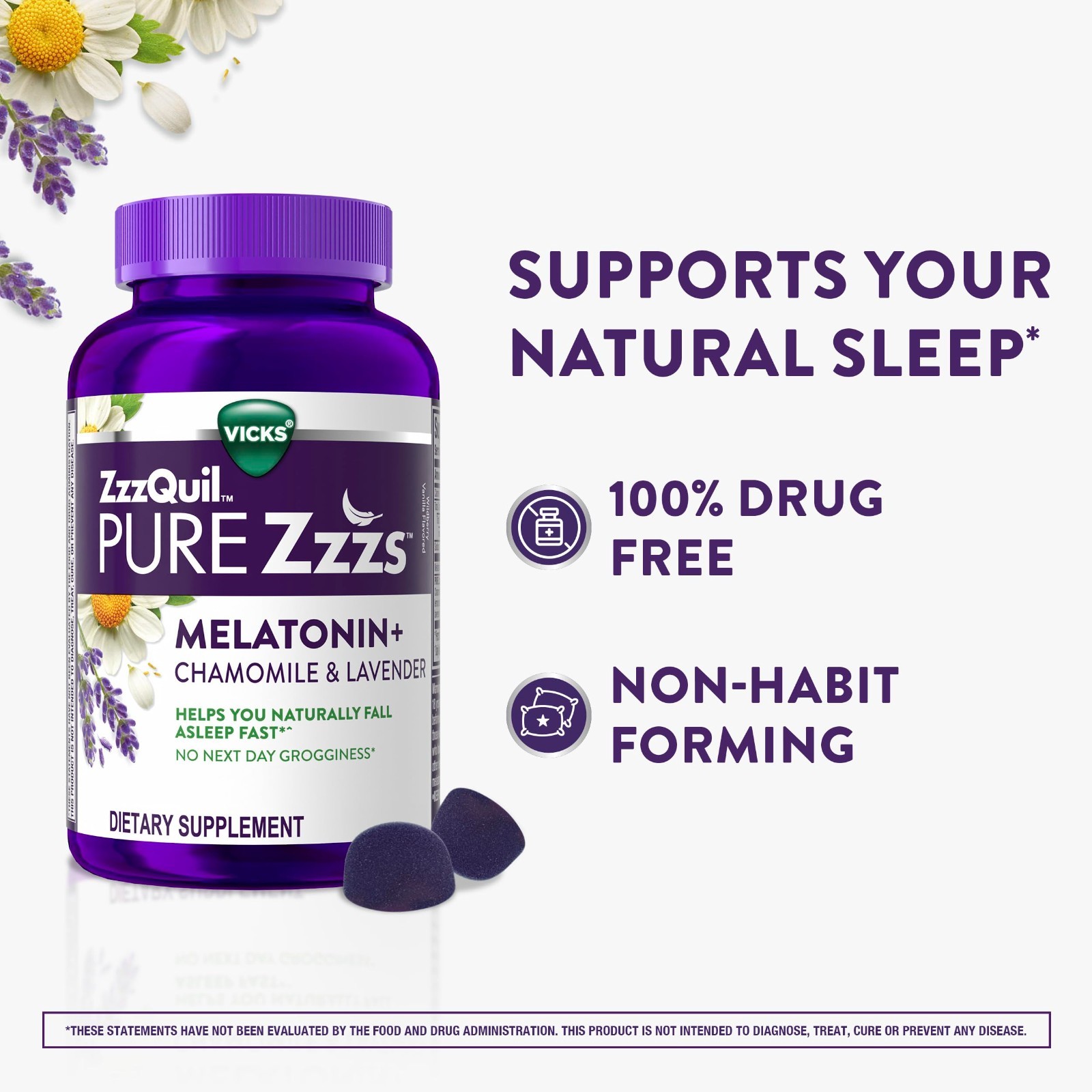 Sleep Aid ZzzQuil Melatonin Gummies, Sleep Aid, 72 Count (Pack of 1), New
