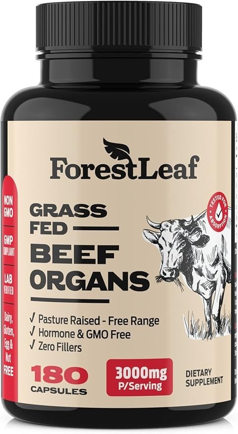 Forest Leaf Beef Organ Supplement 180 Capsules | Grass Fed & Pasture Raised