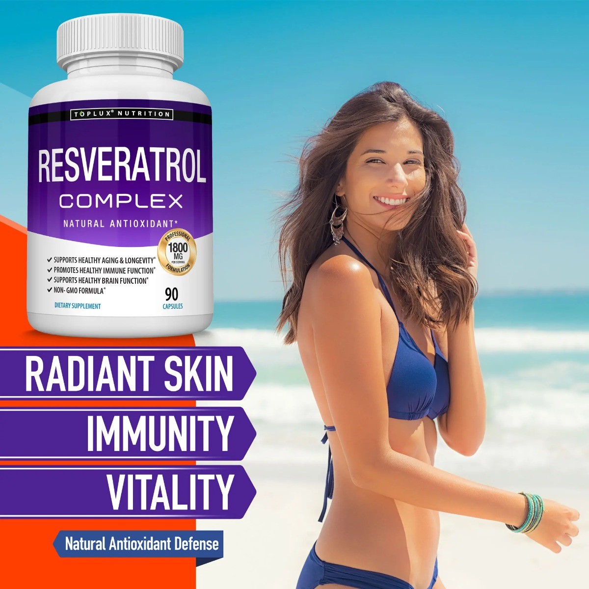 Resveratrol Supplement 1800mg, Natural Antioxidant Support
