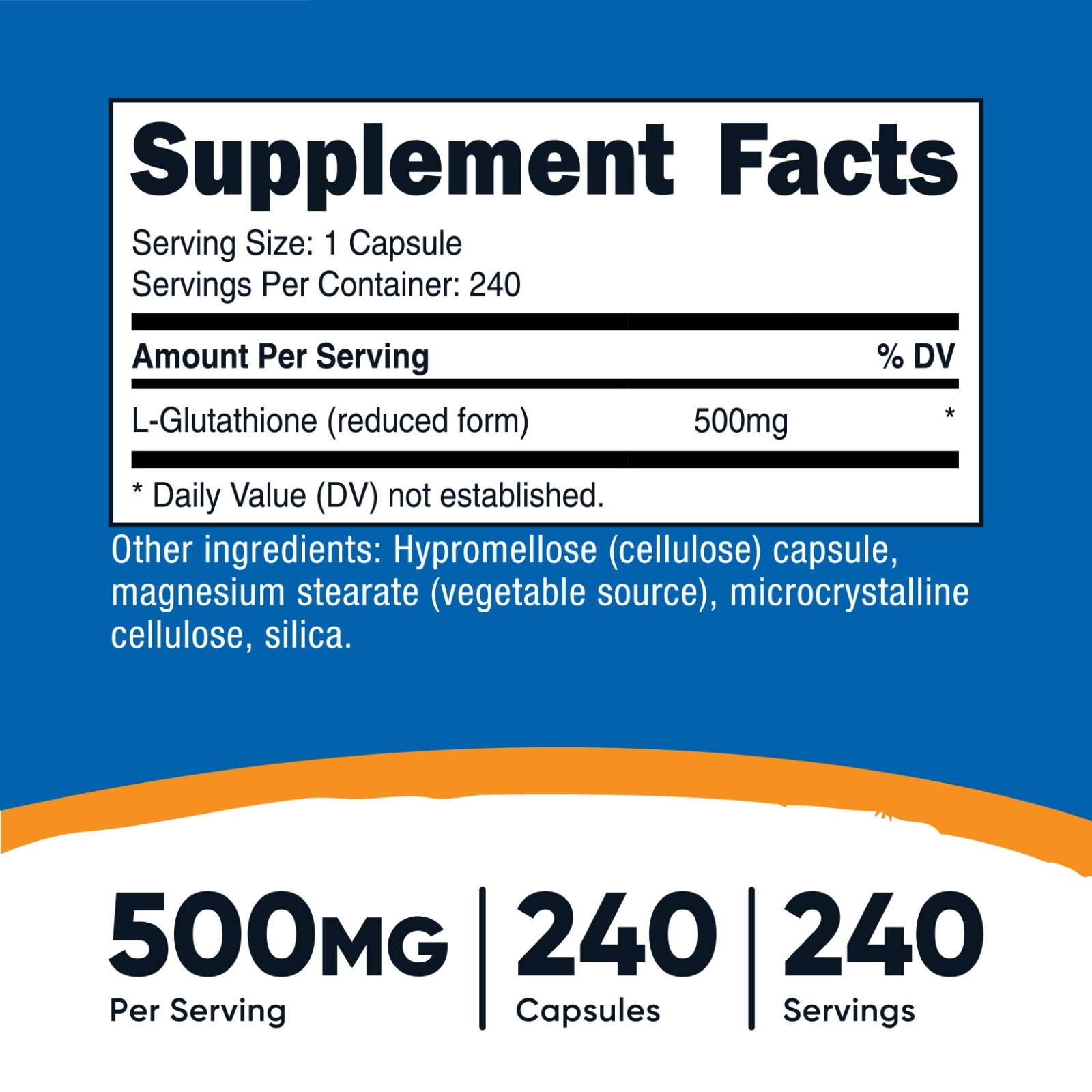 Nutricost Glutathione Capsules 500mg, 240 Capsules – Gluten Free, Non-GMO