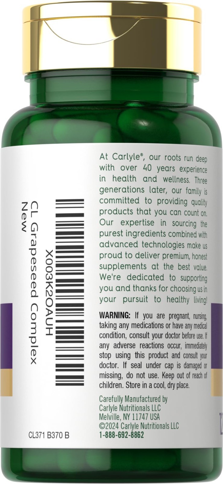 Grape Seed Extract Capsules 4,000Mg 120 Count Standardized Extract Complex with
