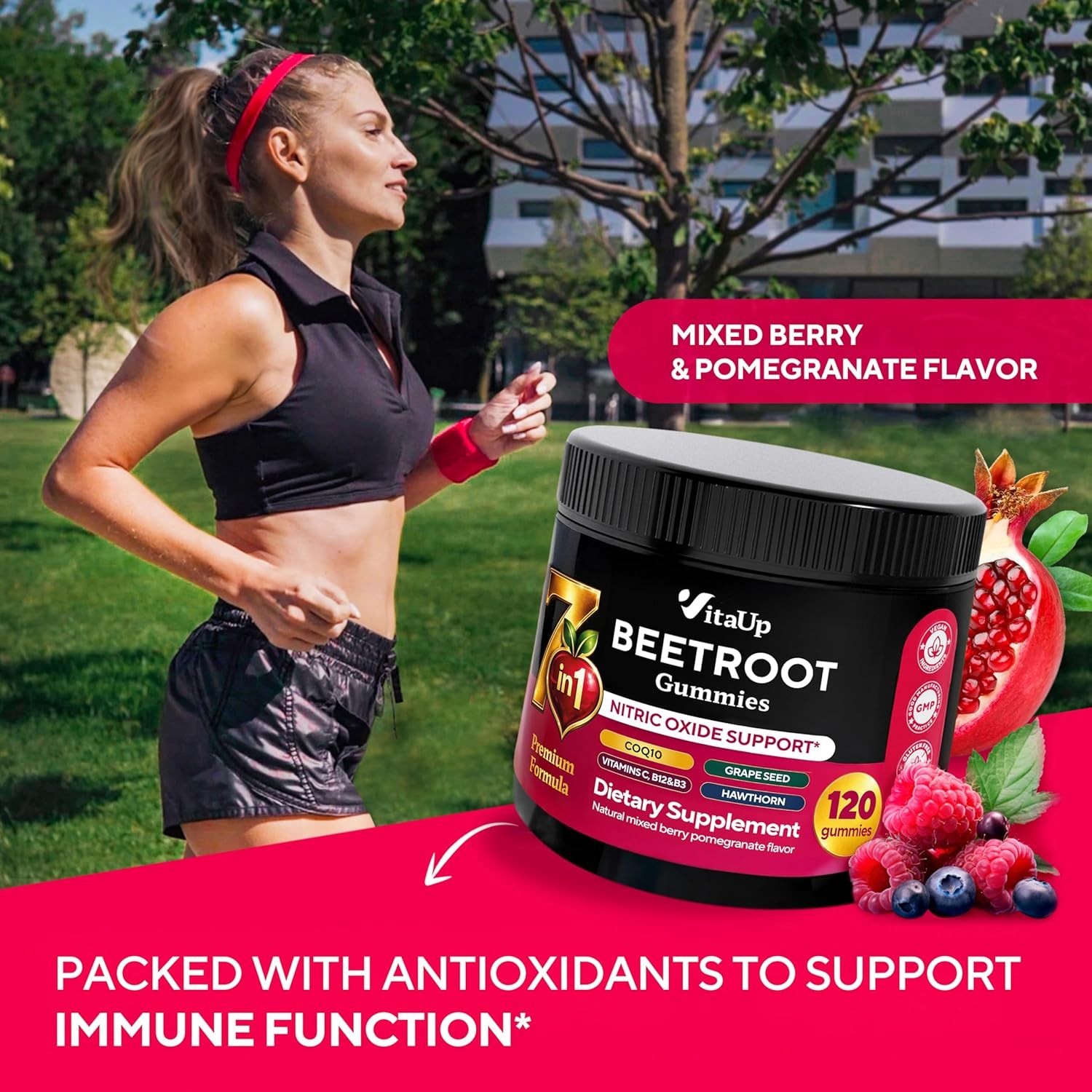 VitaUp Beet Root Gummies – Beetroot Supplement with CoQ10, Grape Seed, Vitami…